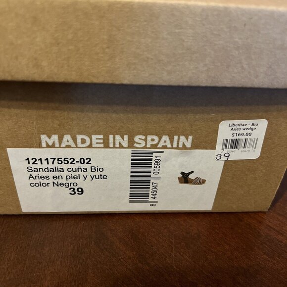 Liberitae Bio Aries Wedge Women Sandal in Leather and Jute size Eu 39 Us 8- 8.5 - Picture 2 of 5